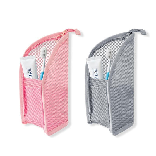 Standing Toiletry Bag | Portable Lightweight Travel Toiletry Cosmetic Brush Compartment | Eva Makeup Toothbrush Bags with Zipper Mesh Pocket | Travel Toiletry Storage Organizer for Woman and Man