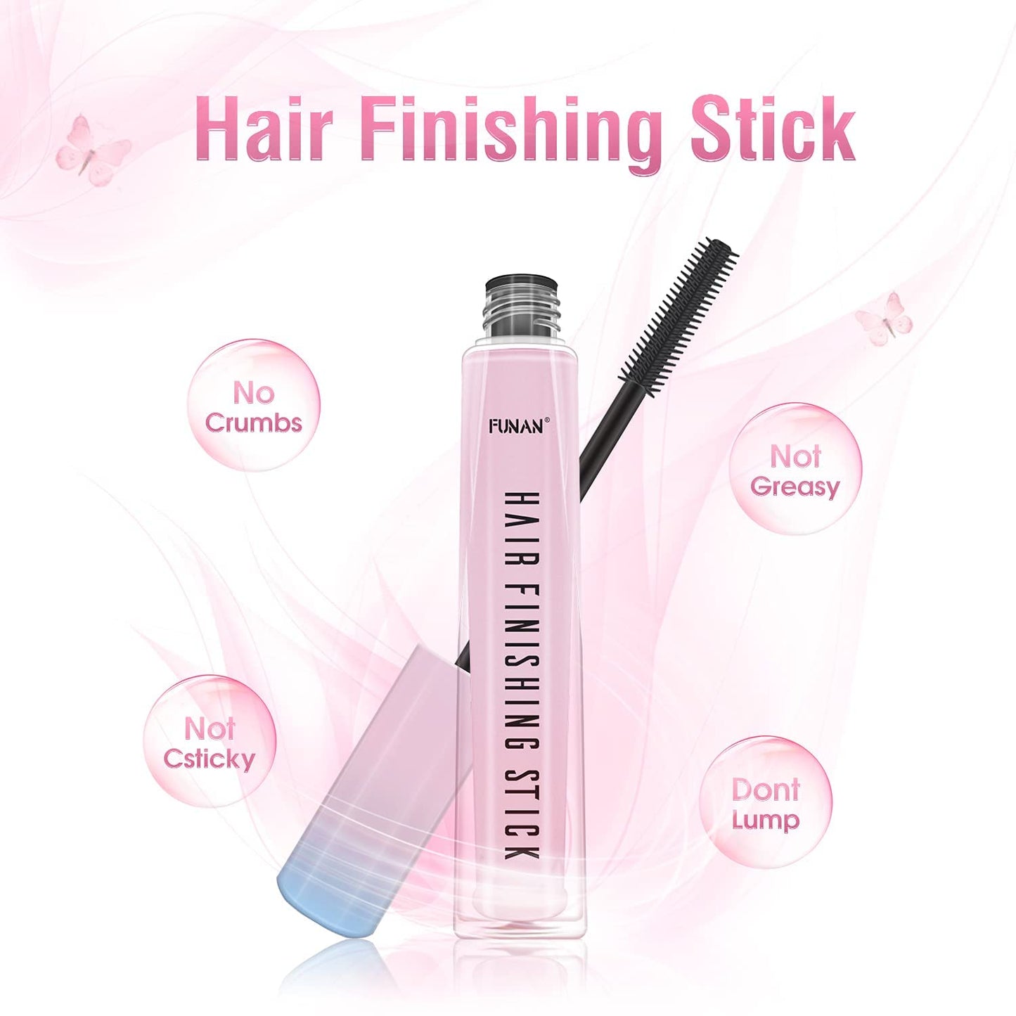 Hair Finishing Stick - Flyaway Tamer & Edge Control Wand for Women | Non-Greasy, Travel Size 2 Pack