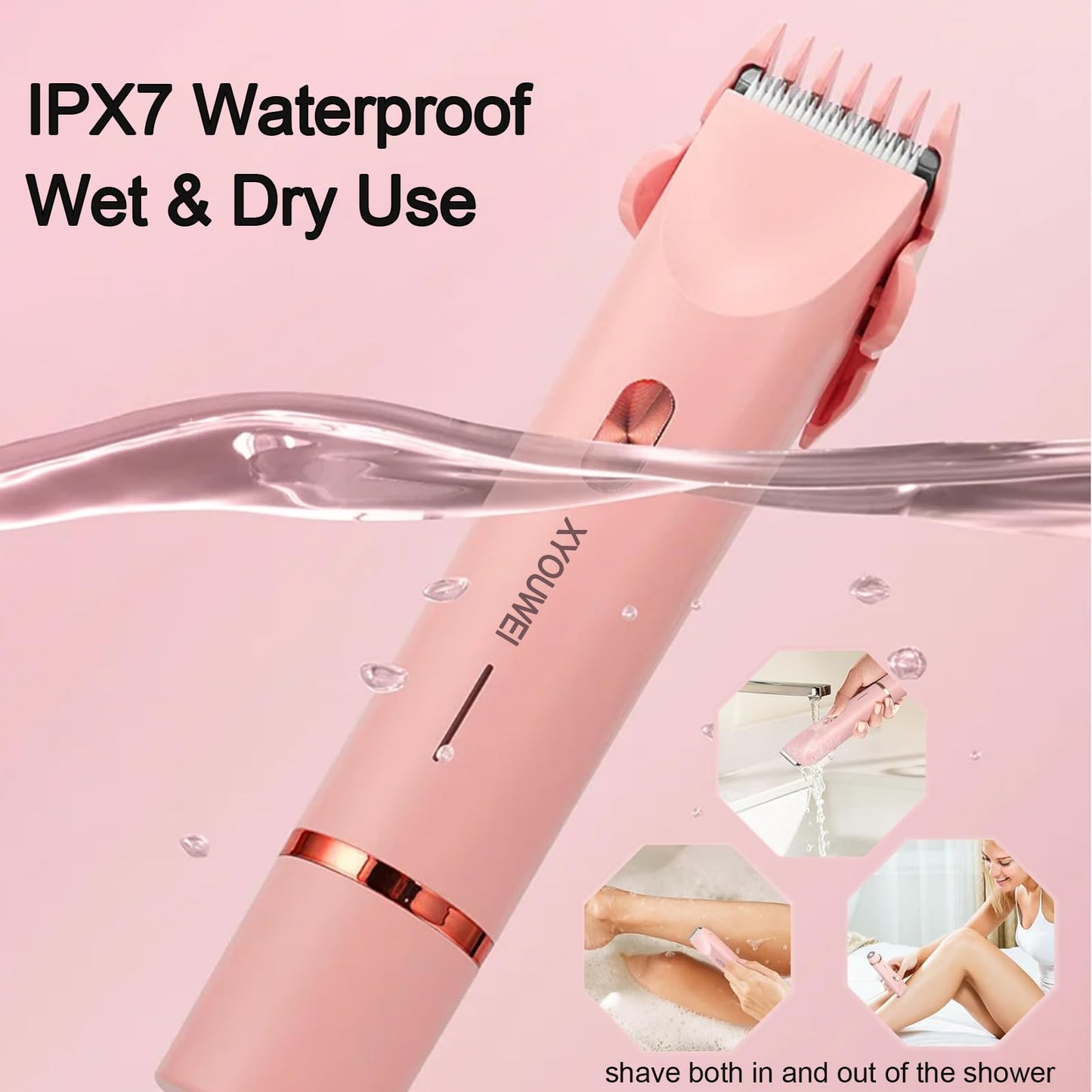 XYOUWEI Electric Shaver for Women, 2 in 1 Bikini Trimmer, USB Rechargeable Electric Razors Body Hair Trimmer for Face Leg Bikini Underarm Arm