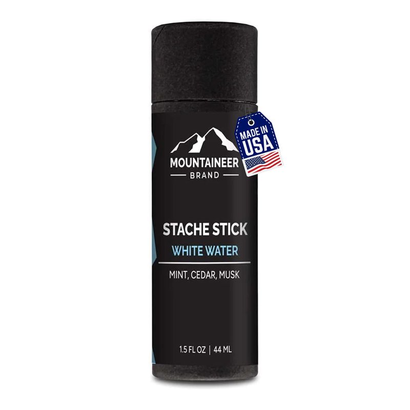 Mountaineer Brand Stache Stick | White Water Scent | Made with Natural Ingredients in West Virginia | Firm & Long Lasting Hold | Mustache Wax | Moustache Shape & Styling | Beard Wax for Men | 1.5oz