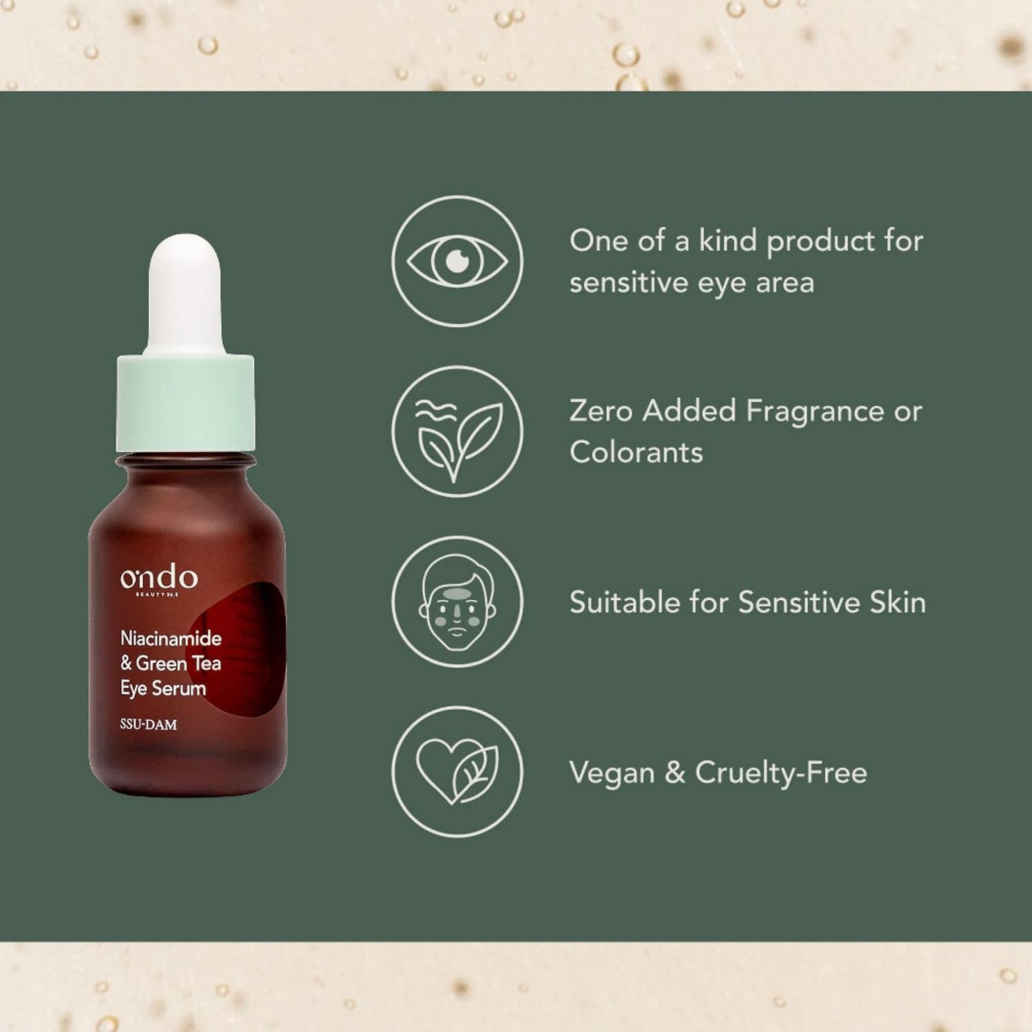 **Niacinamide & Green Tea Eye Serum - Brightening & Calming Treatment for Aging, Dark Circles | Korean Vegan Skincare | 0.52 fl. oz.**
