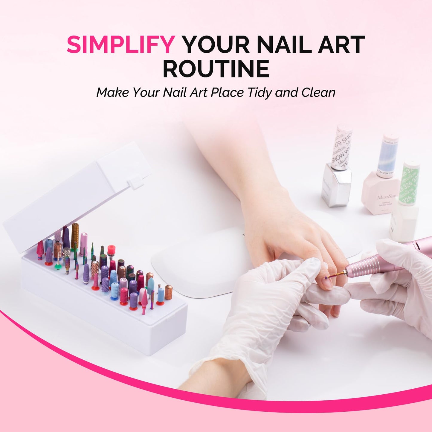 MelodySusie Nail Drill Bits Holder, 48 Holes Case, Portable Dustproof Displayer Organizer Container, Nail Tech Professional Nail Art Tool, Travel Salon Home, Clear (Drill Bits Not Included)