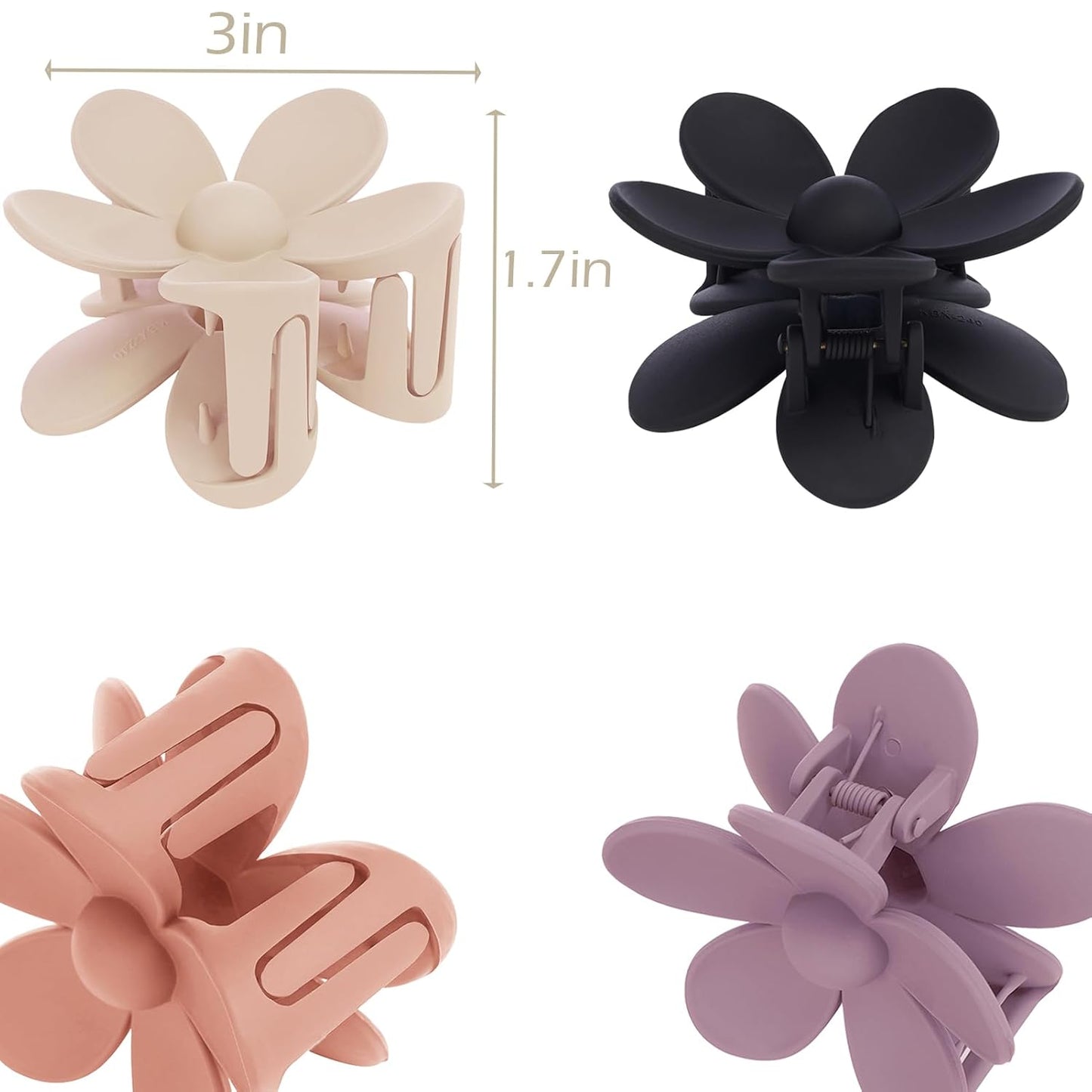 Flower Hair Clips - 6 PCS Daisy Claw Clips for Thick Hair | Matte Finish, Strong Hold, 6 Colors