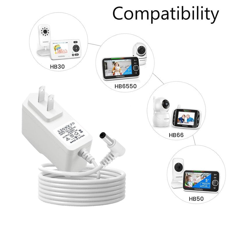 10 ft Charger Replacement for Hello Baby Monitor HB66, HB6550, HB50 Power Cord, 5V Adapter Charging Cable