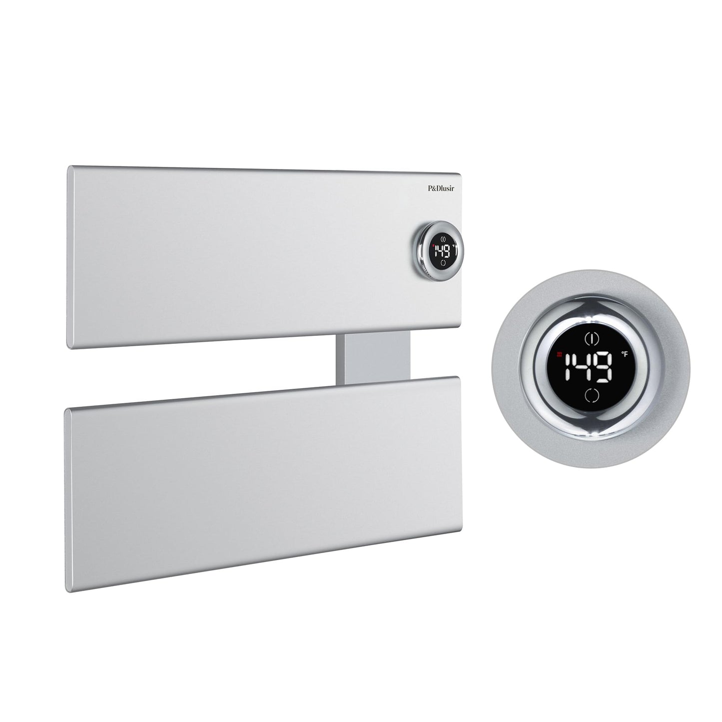 P&Dlusir X Series Heated Towel Rack, 2 Panel, Silver, Right-Wiring