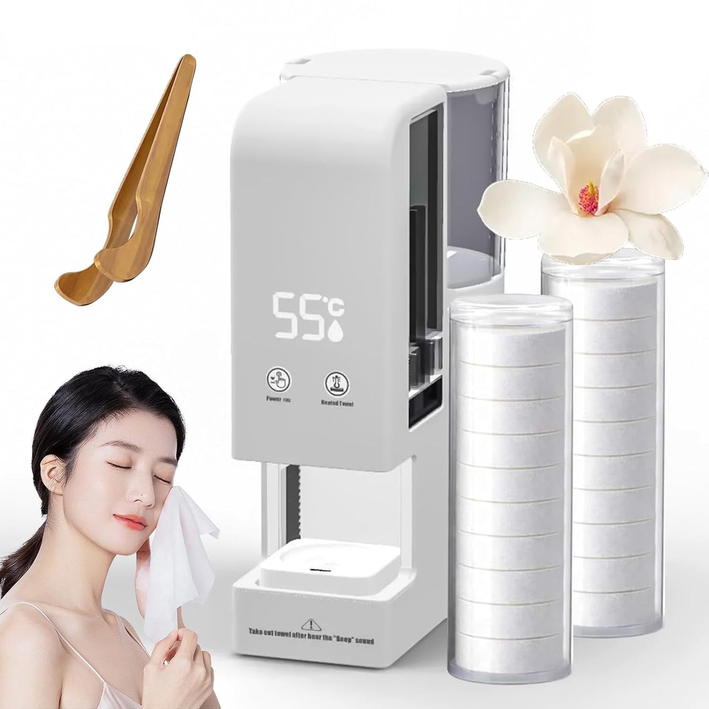 Automatic Hot Towel Dispenser - 5-Second Rapid Heating Face Towel Warmer | 55°C Constant Temp for Spa & Home Use (1 Set + 40 Towels)