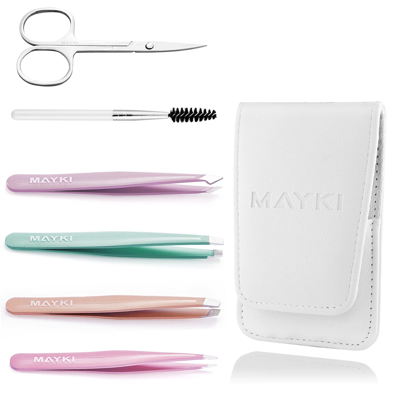Tweezers for Women 6PCS, Professional Tweezers for Eyebrow, Precision Eyebrow Tweezers Set for Eyelash/Ingrown Hairs/Splinter/Facial Hair Removal by MAYKI