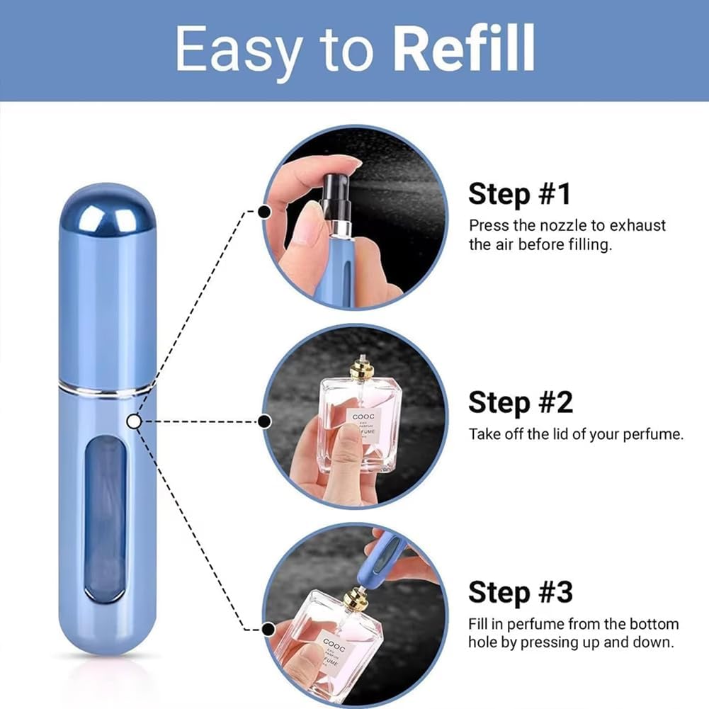 Refillable Perfume Bottles - 10 Pack Travel Size 5ml Leak-Proof Atomizers | Mini Spray Bottles for Purse & Travel