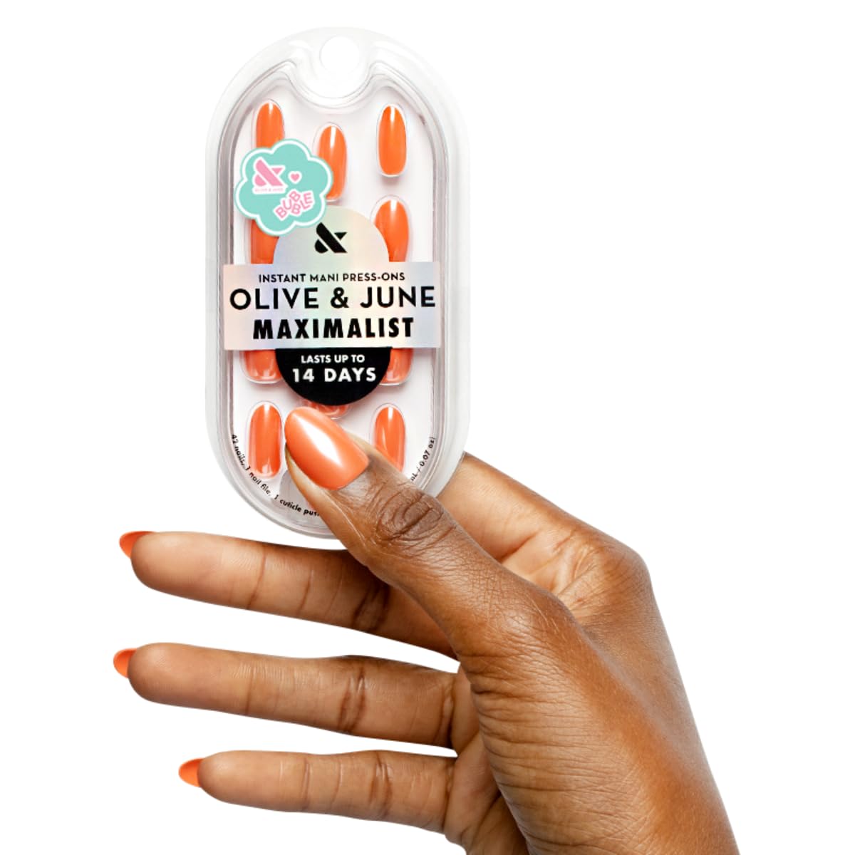 Maximalist Press-On Nails | 42 Non-Toxic Fake Nails in 21 Sizes | Short Almond Sparkle Party Design