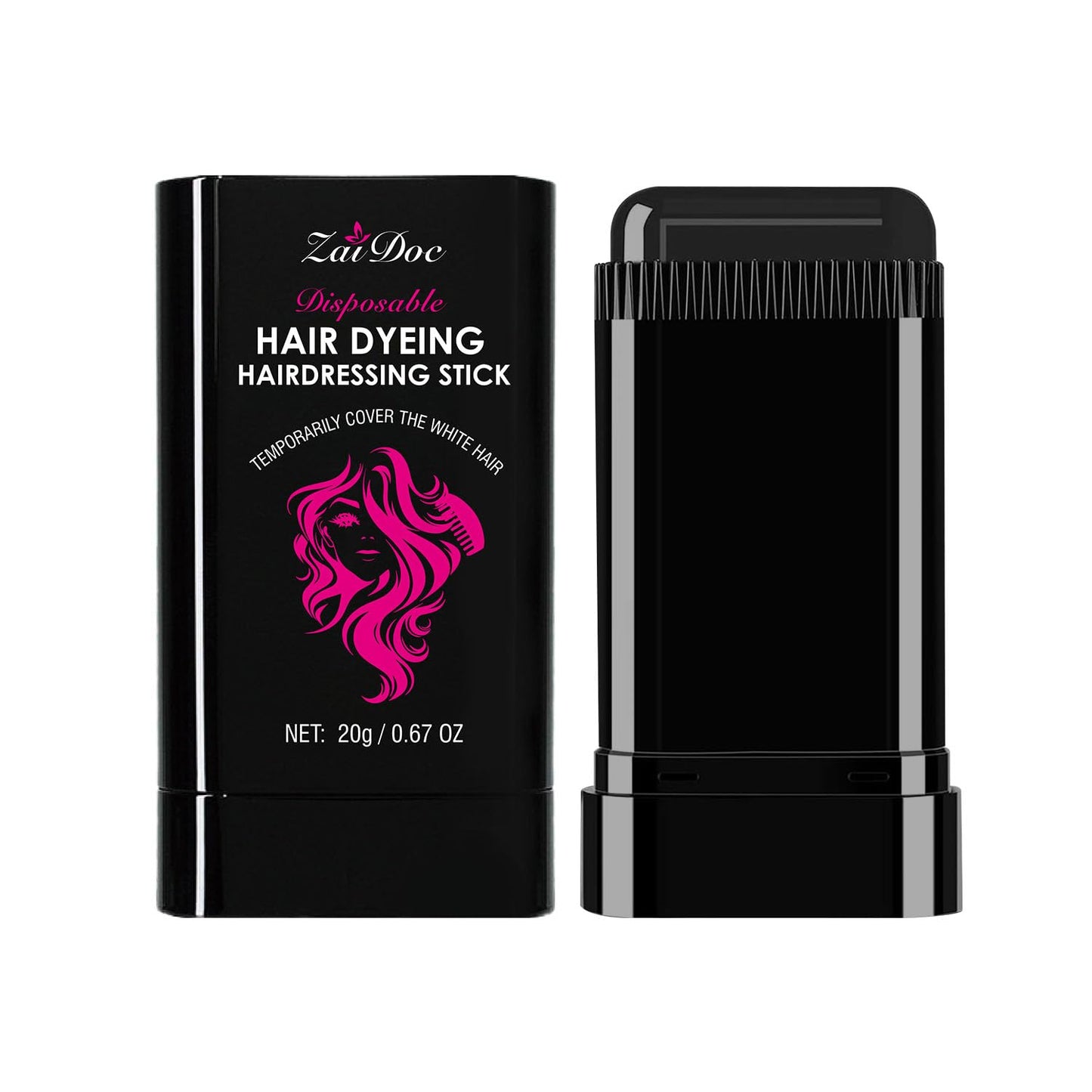 Temporary Hair Dye Stick - 2-in-1 Root Touch Up & Comb, Waterproof & Portable | 0.67oz Black