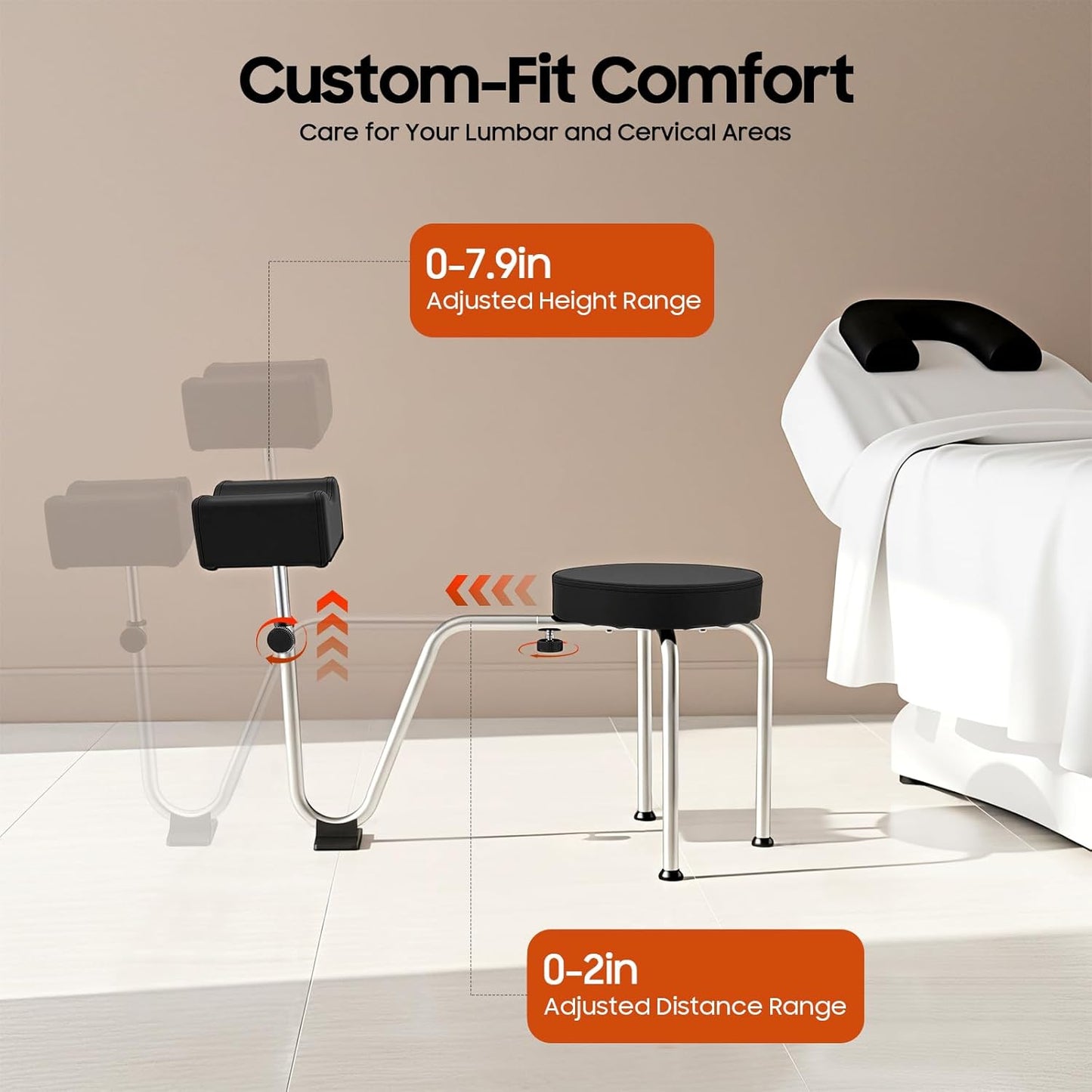Portable Pedicure Foot Rest Stool - Adjustable Height for Spa & Beauty Salon | Black