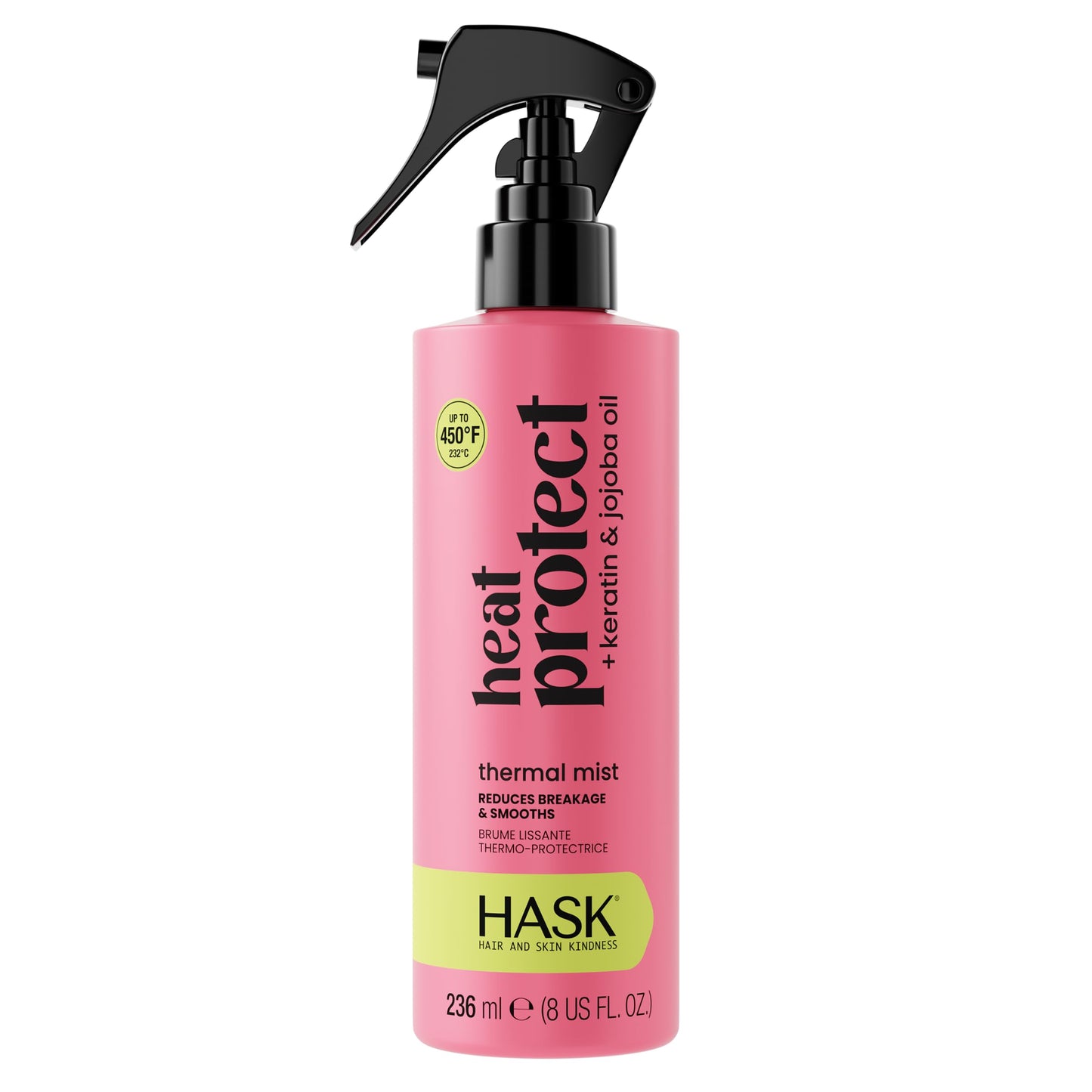 HASK Heat Protect + Keratin & Jojoba Oil Thermal Mist | Heat Protection, Smooths Frizz, Reduces Breakage | Sulfate, Paraben, & Cruelty Free, Color Safe, 8 fl oz