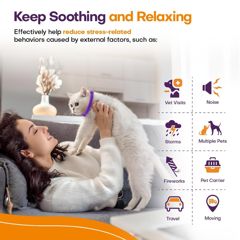 Calming Collar for Cats with Pheromone 4 Pack Cat Calming Collars to Reduce Anxiety & Scratching 30 Days Long-Lasting, Waterproof Cat Calming Collar for Indoor & Outdoor Adjustable Cat Calm Collars