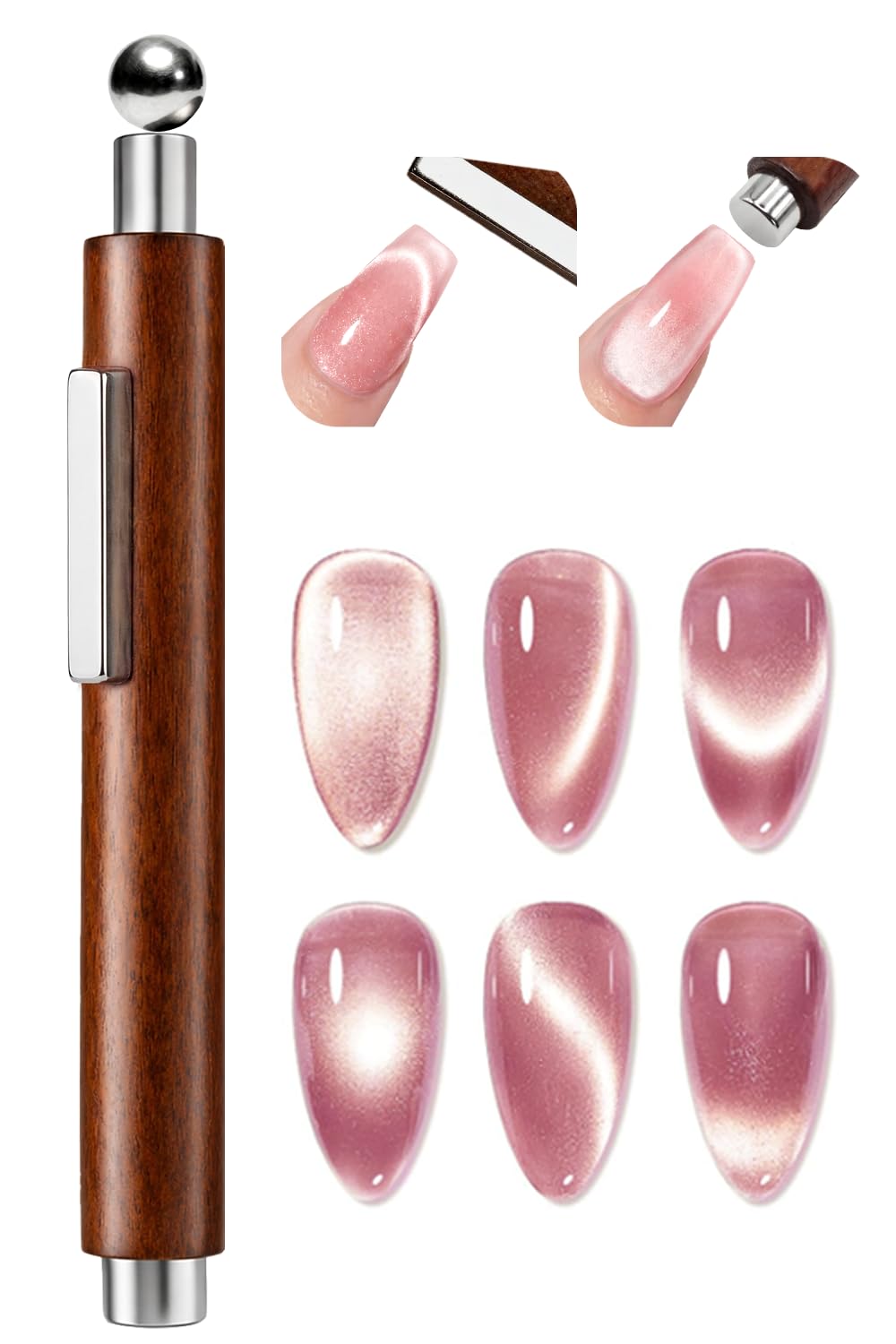 Cat Eye Magnet Nail Art Tools - 14PCS Powerful Gel Polish Magnet Set for DIY Glassy Effects | Heart/French/Black Hole Designs