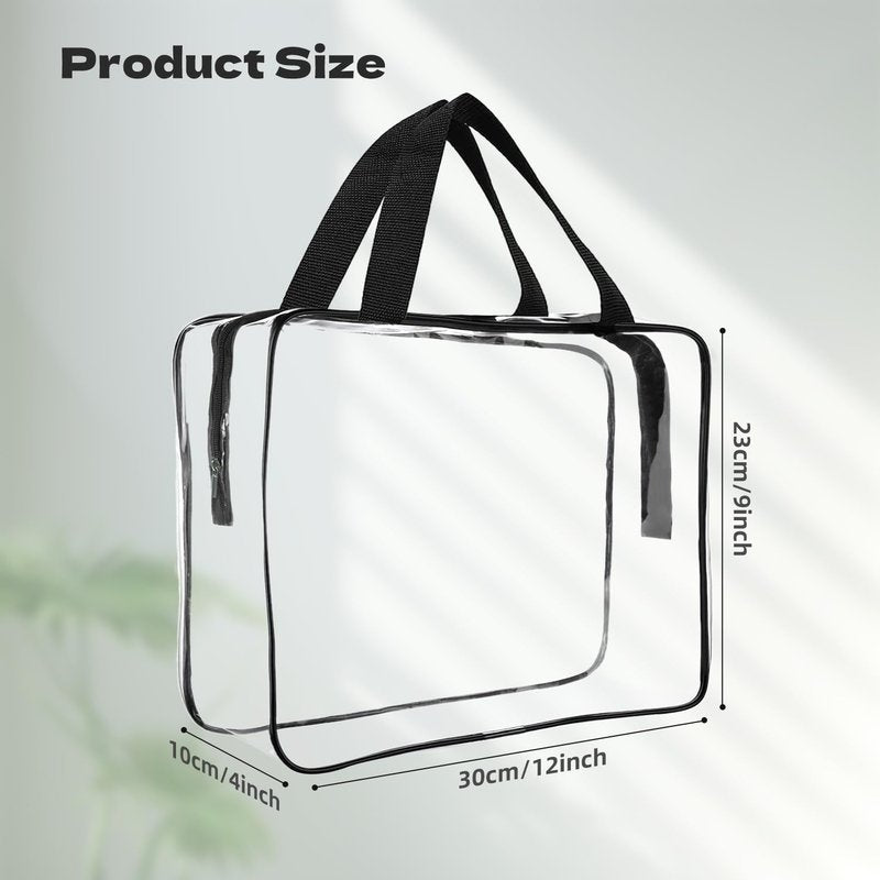 GEMLORD Large Clear Cosmetic Organizer - 12 Piece Makeup Bag Set | PVC Travel Toiletry Bags with Zipper and Handle