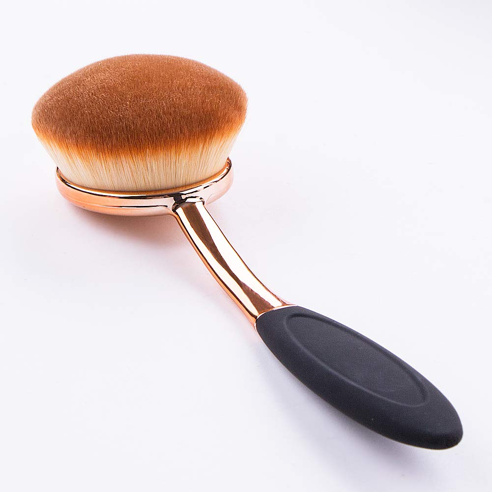 Yoseng Foundation Brush - Rose Gold Oval Makeup Brush with Cover & Egg Cleaner | Soft, Dust-Free Bristles for Flawless Liquid Application