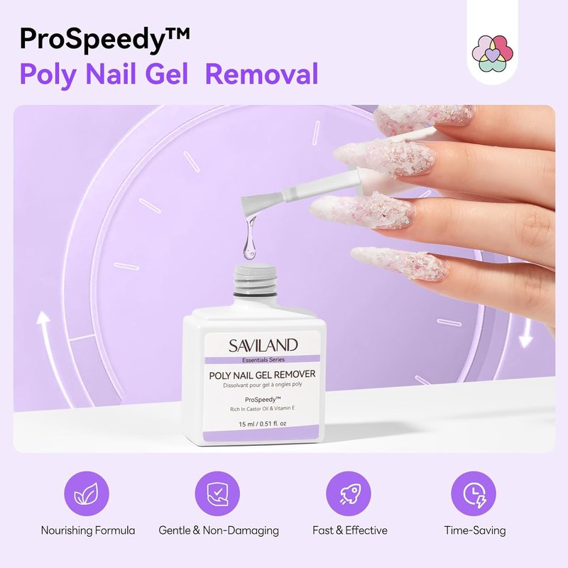 Poly Gel Nail Remover Kit - 2PCS Fast Gel Remover with Cuticle Oil Pen & Scraper | Easy No Soaking Needed