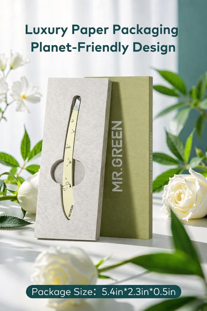 MR.GREEN Tweezers,Professional Precision Eyebrow Tweezers for Women and Men, Tweezers for Facial Hair Women, Stainless Steel Slanted Hair Removal Tweezers, Eyebrow Plucker, Ingrown hair tweezers