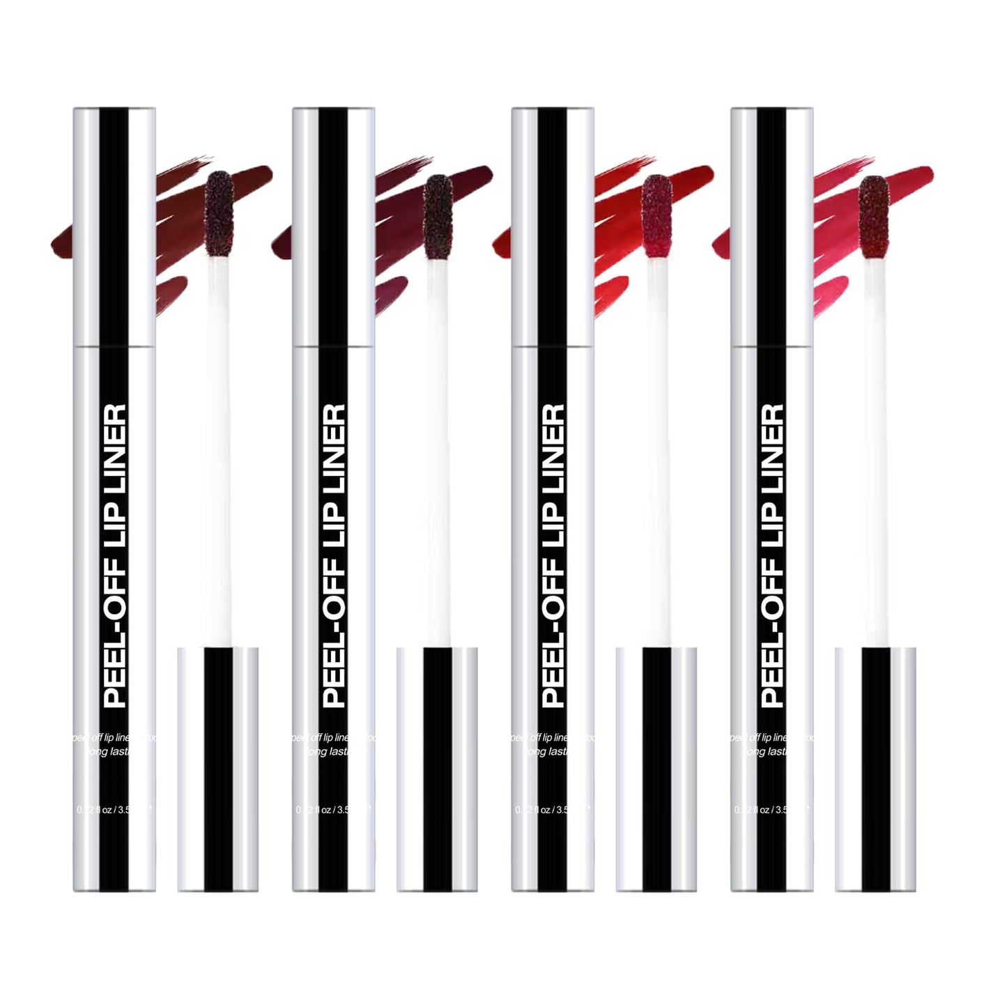 Suaxova 4PCS Peel Off Lip Liner Stain with Tweezer, Long Lasting Waterproof Lip Tint Stains Makeup Set with Matte Finish for Women
