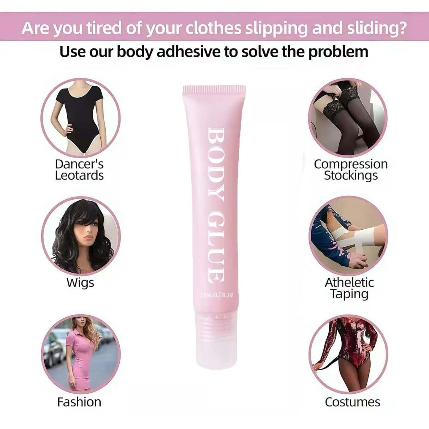 Body Adhesive Glue - Skin-Safe Liquid Fashion Adhesive for Dancers | All-Day Hold, 20ml