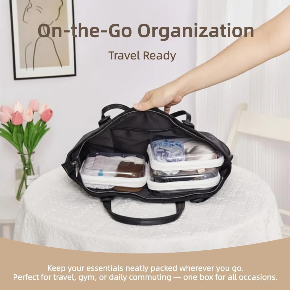Clear Hard Shell Zipper Pouches - 3-Pack Medium Storage Bags for Purse, Diaper Bag & Travel Essentials | Durable Design