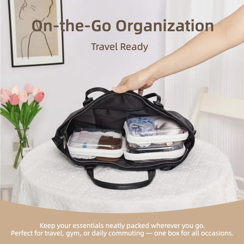 WELPIRT 3-Pack Medium Clear Hard Shell Zipper Pouches, Clear Zipper Bags, Hard Case Pouches for Purse & Diaper Bag Organizer,and Travel Essentials (3M