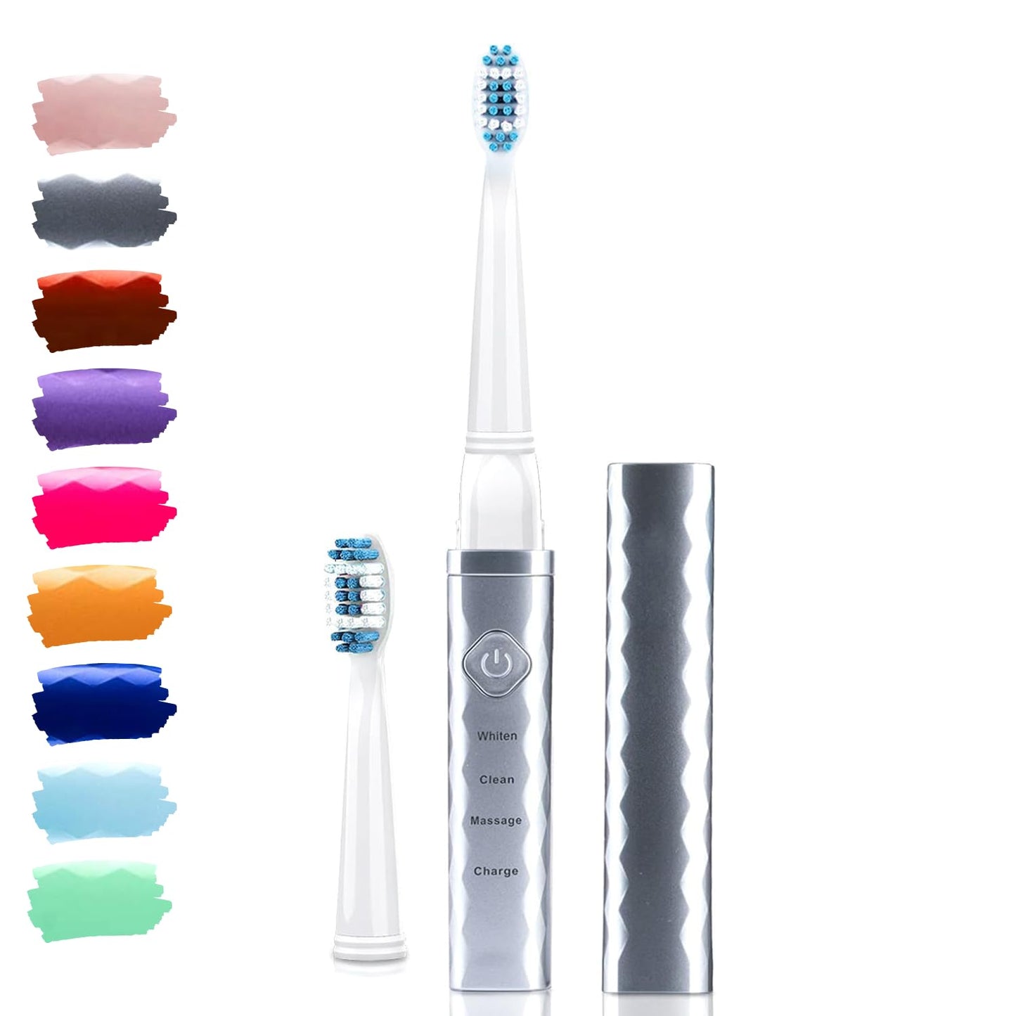 Pop Sonic USB Charge Anywhere Toothbrush(Silver) | Rechargeable Toothbrush w/Up to 40,000 Brush Strokes/Minute-Long-Lasting Dupont Nylon Bristles -Teens & Adult with Quadrant Pacer & Timer