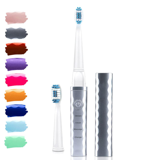 Pop Sonic USB Charge Anywhere Toothbrush(Silver) | Rechargeable Toothbrush w/Up to 40,000 Brush Strokes/Minute-Long-Lasting Dupont Nylon Bristles -Teens & Adult with Quadrant Pacer & Timer