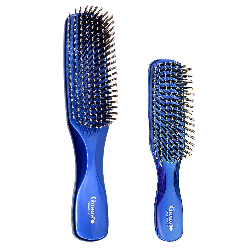 Giorgio Gentle Detangler Hair Brush - Dual Length Bristles for Men, Fine and Thick Hair, Scalp Massager, Travel Brush for Wet or Dry Hair