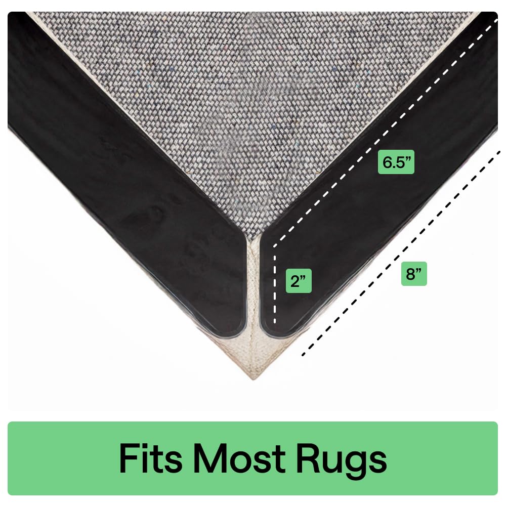 GORILLA GRIP® Rug Gripper Pads, 12 pc Reusable Double-Sided Stickers Keep Area Rugs Corners Flat, Grips Hardwood, Tile and Laminate Floors, Renter Friendly, Holds Down Carpet in Place, Home Décor
