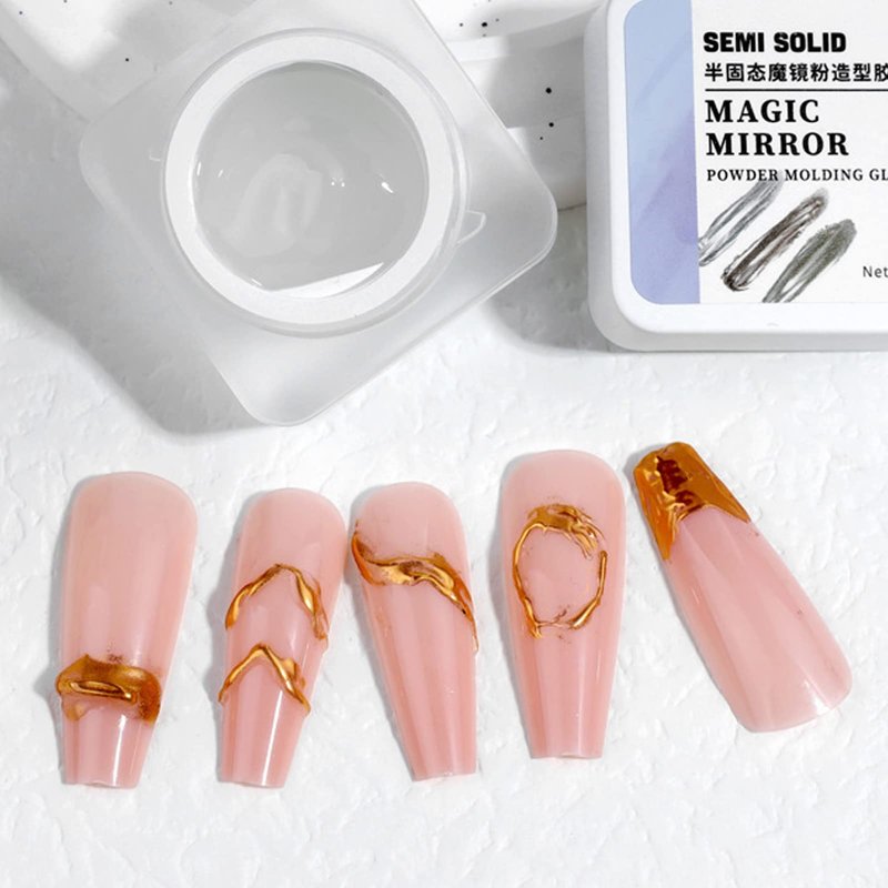 Mirror Powder Glue - Professional Nail Art Rhinestone Metallic Powder Glue with High Performance