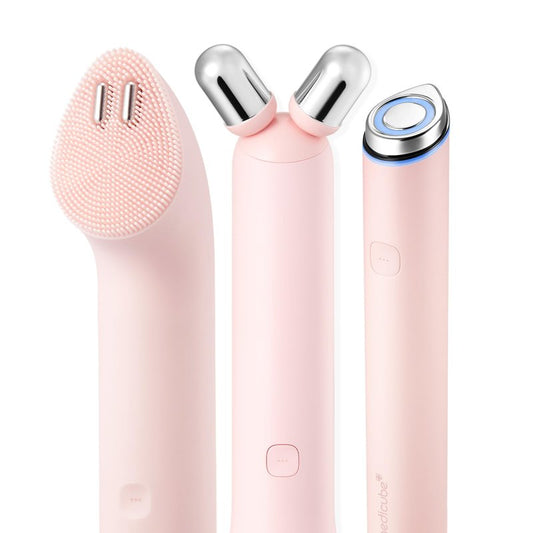 medicube Mini Booster Pro Plus Full Facial Device Set | 3-in-1 Korean Facial Device for Makeup Removal & Pore Cleansing, Skin Definition & Body Care, Skincare Boost with 3 Modes | Pink
