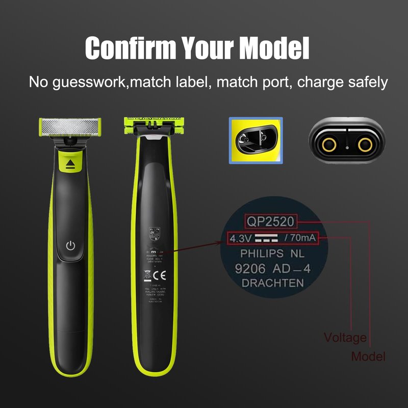 4.3V Charger Compatible with Philips Norelco One Blade QP2520 QP2620 QP2721 QP2821 MG3740 BT3206 MG3730 MG5720 MG5730,A0039,Replacement Power Cord for Electric Shaver and Trimmer