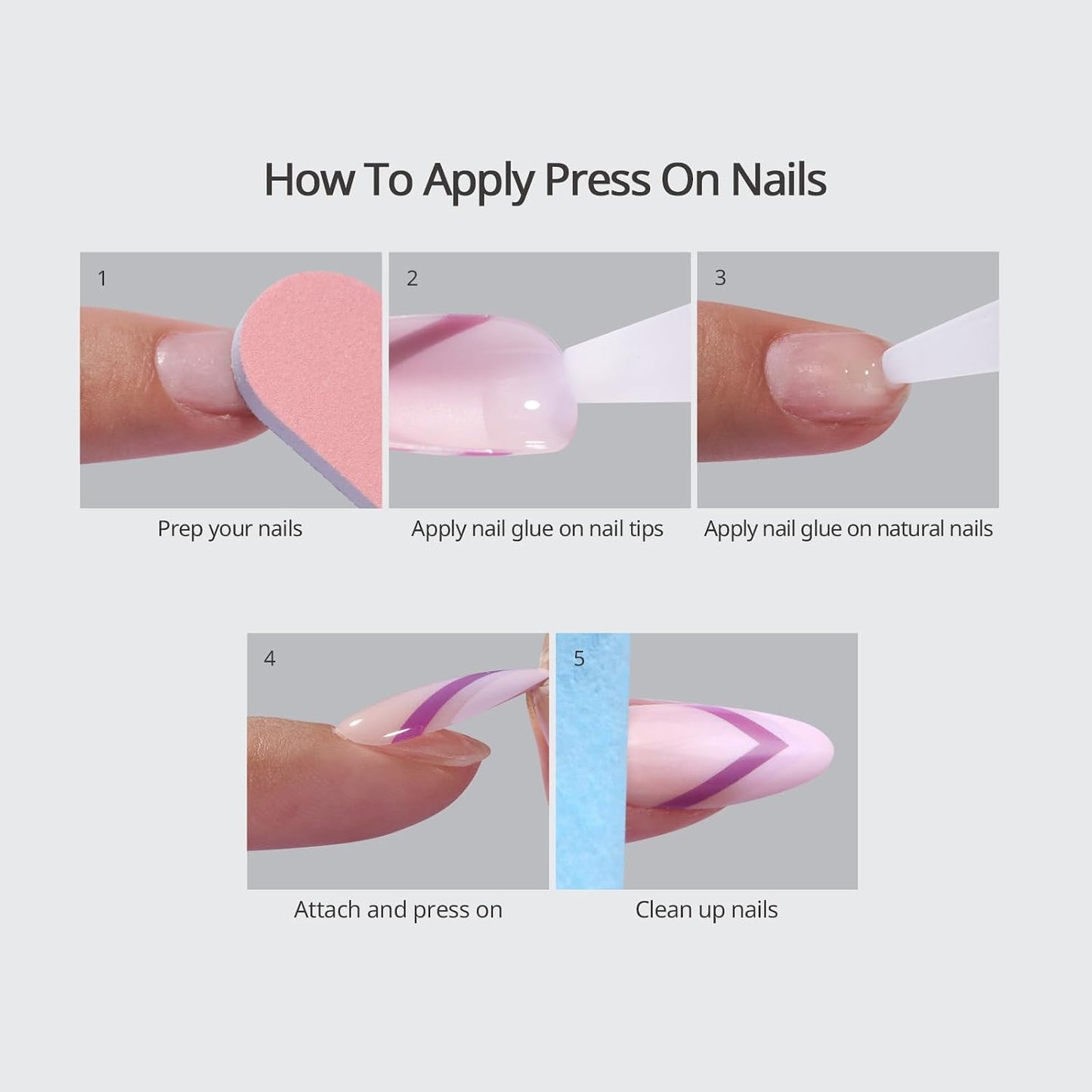 French Tip Press On Nails - Easy-to-Apply White Flower Almond Design | 32 Nails in 16 Sizes with Glue & Adhesive Tabs