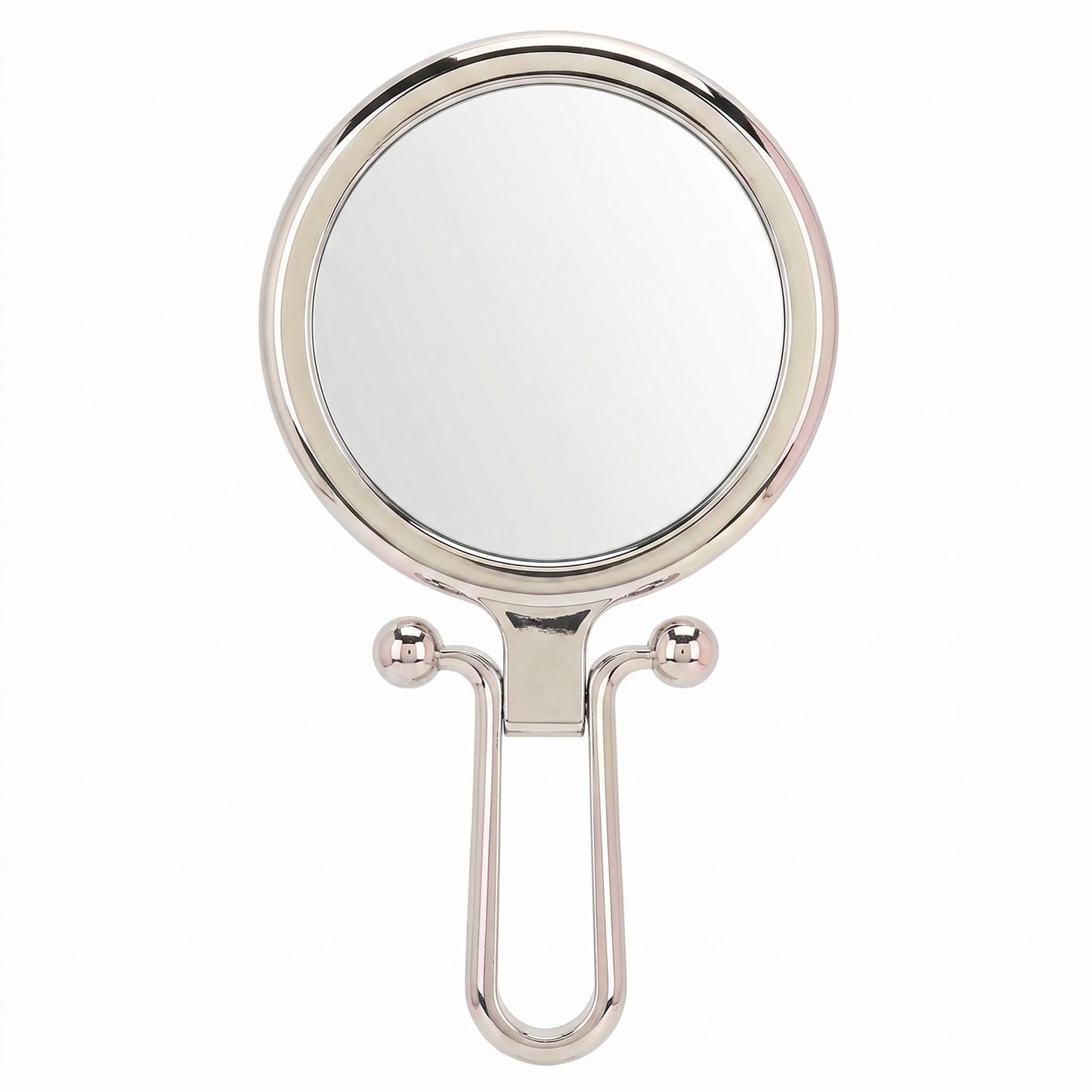 Double-Sided 10X Magnifying Handheld Mirror - Portable Folding Makeup Mirror for Travel Bathroom Vanity - 6.1 Inch Round Compact Mirror with 1X Normal View for Women