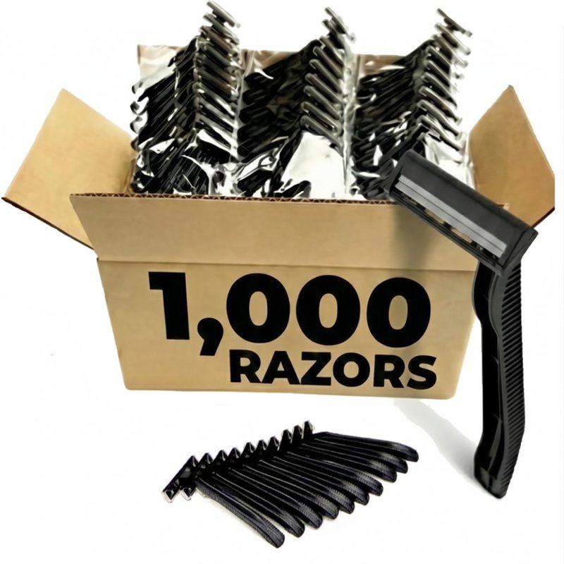1,000 Box of Low-Cost Bullet Blades Black Razor Blades Disposable Stainless Steel Hospitality Quality Shavers High End Twin Blade Razors for Men and Women