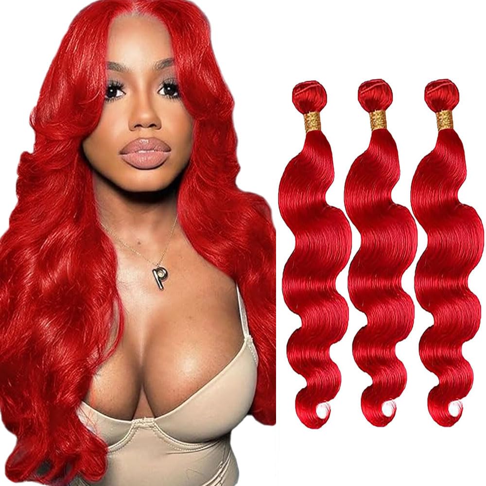 Red Bundles Human Hair Wine Red Body Wave Bundles 26 26 26 Inch Peruvian Virgin Burgundy Body Wave Bundle Hair Extensions