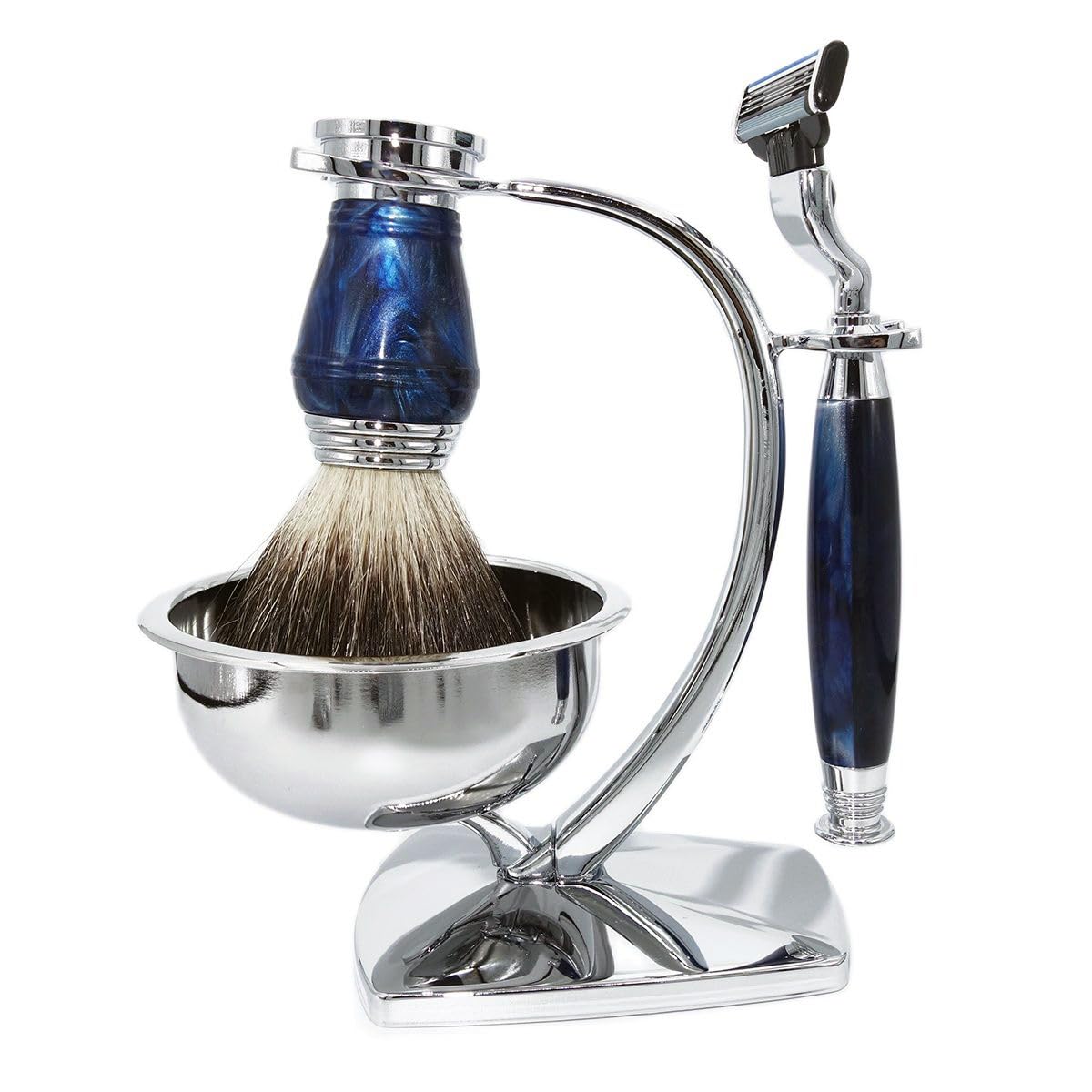 Magyfosia Wet Shaving Kit,Double Edge Safety Razor with 10 Blades,Badger Hair Brush,Stand Holder,Stainless Steel Lather Bowl,Grooming Set for Men