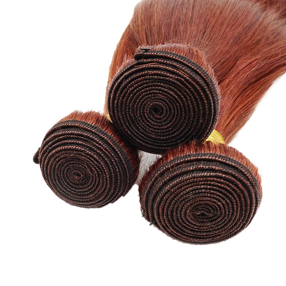 34 34 34 Inch Copper Brown Bundles Human Hair Color #33 Bundles Copper Red Straight Bundles Brazilian Virgin Remy Hair 3 Bundles Reddish Brown Straight Bundles 100g/Pc