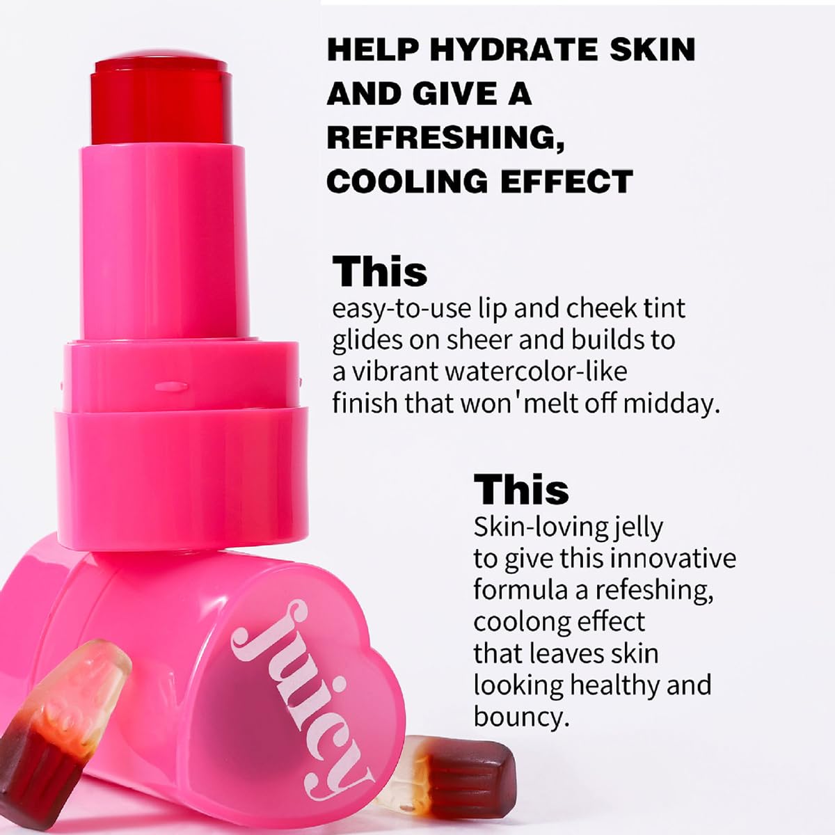 QBPPSSRY 2-in-1 Cooling Jelly Blush and Lip Tint, Hydrating Watercolor Finish, Long-Lasting Color (# 03)