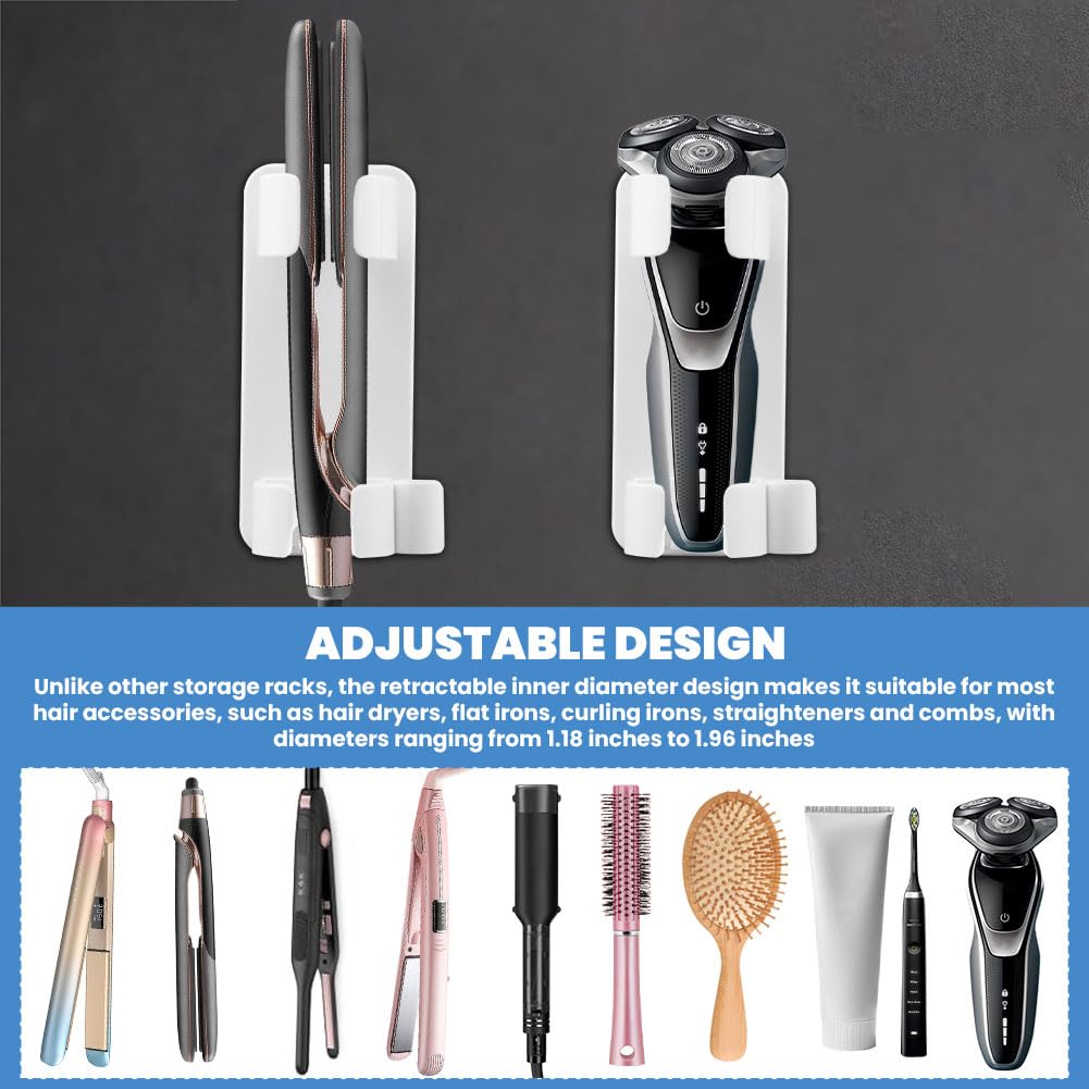 2Pcs Curling Iron Holder Hot Tools Holder,Hair Straightener Holder Wall Mounted Blow Dryer Holder,Hair Tools Organizer for Curling Wands, Hair Straighteners,Combs