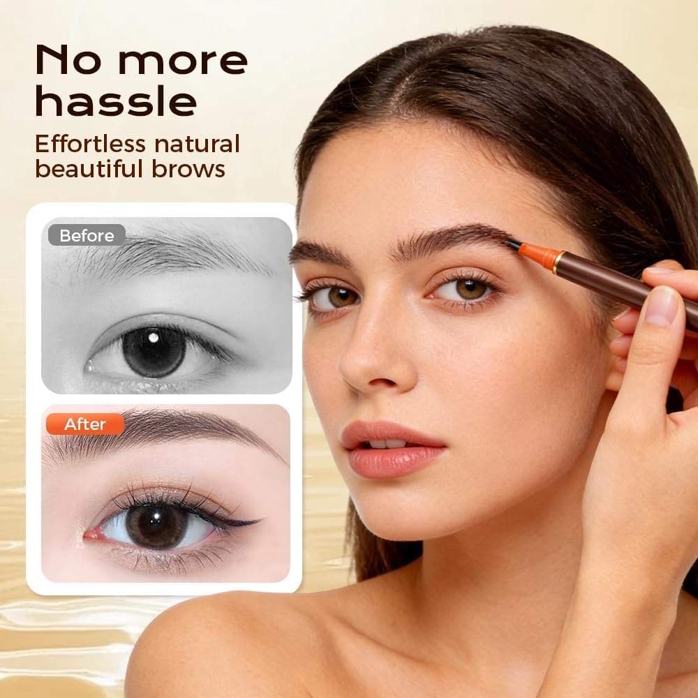Diamalfi Pencil Para Cejas, Diamalfi Beard Pen Eyebrow Pencil Filler, 2 Tip Ultrafine Pen - For Beard & Eyebrows - Water Resistant, Natural Look, Easy to Use, Long Lasting, Brow Pen(Brown)