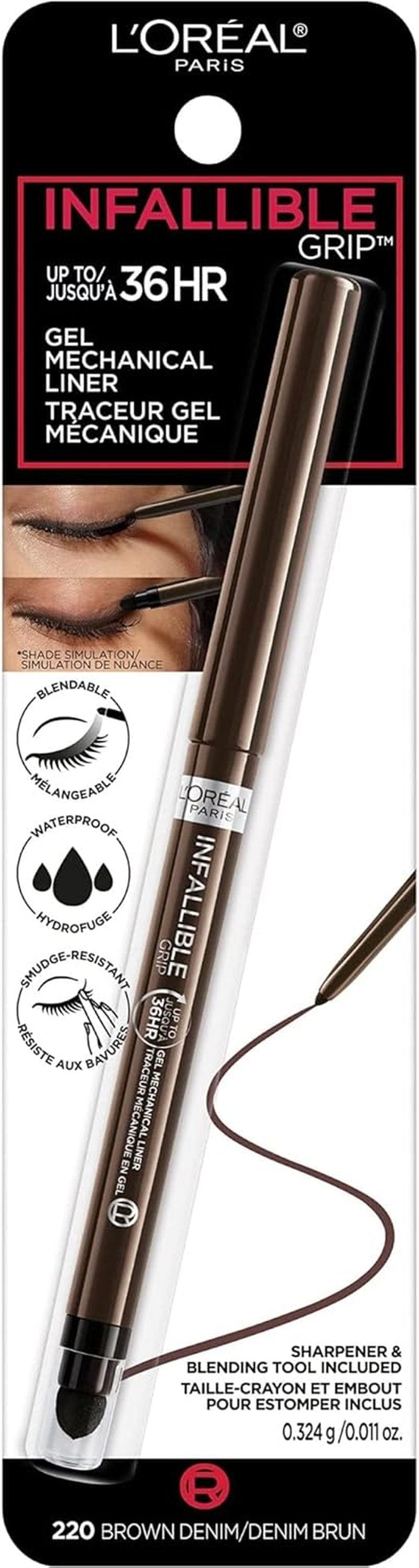 L'Oreal Paris Infallible Grip Eyeliner Pencil - Waterproof, Smudge-Resistant, 36HR Wear | Brown Denim, 0.01 Oz