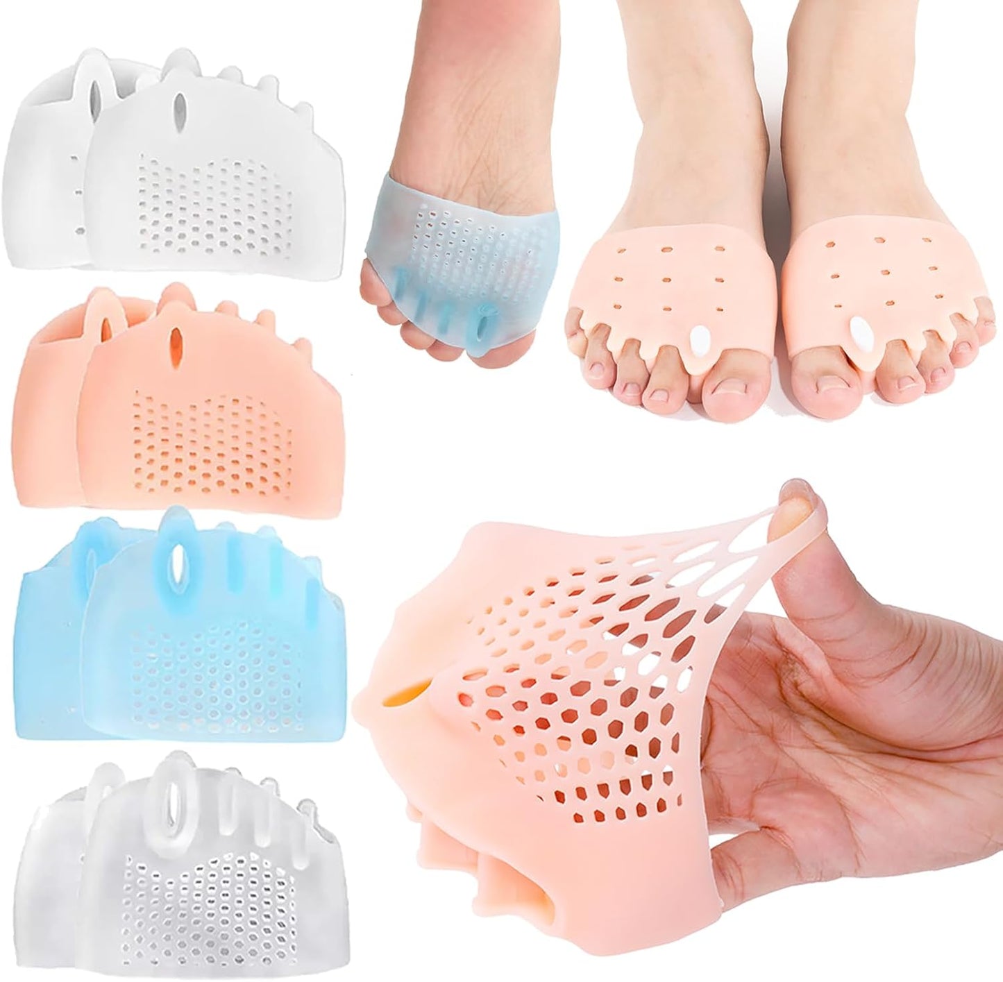 Bunion Corrector for Women - Silicone Toe Separators with Breathable Cushions | 4-Piece Set