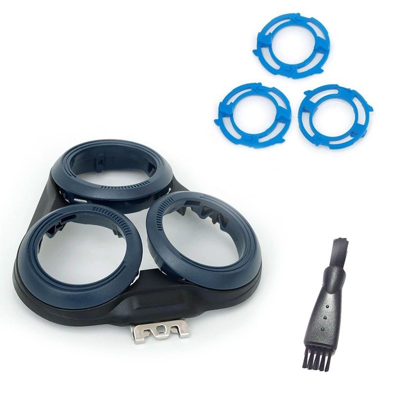 SH50 Series 5000 Shaver Head Cover with 3Pcs Razor Blades Frame Plate Compatible with Philips S5000 S5095 S5090 S5082 S5081 S5080 S5079 S5078 Shaving Parts Replacement Assemble Part and Cleaning Brush