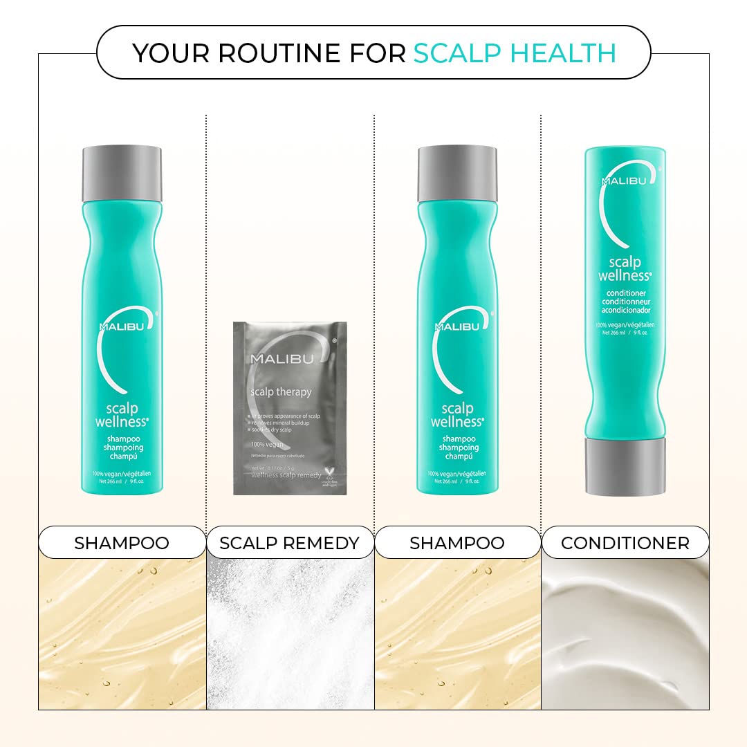 Malibu C Scalp Therapy - Dry Scalp Treatment with Vitamin C & Zinc Gluconate | 3 Packets for Soothed, Moisturized Skin