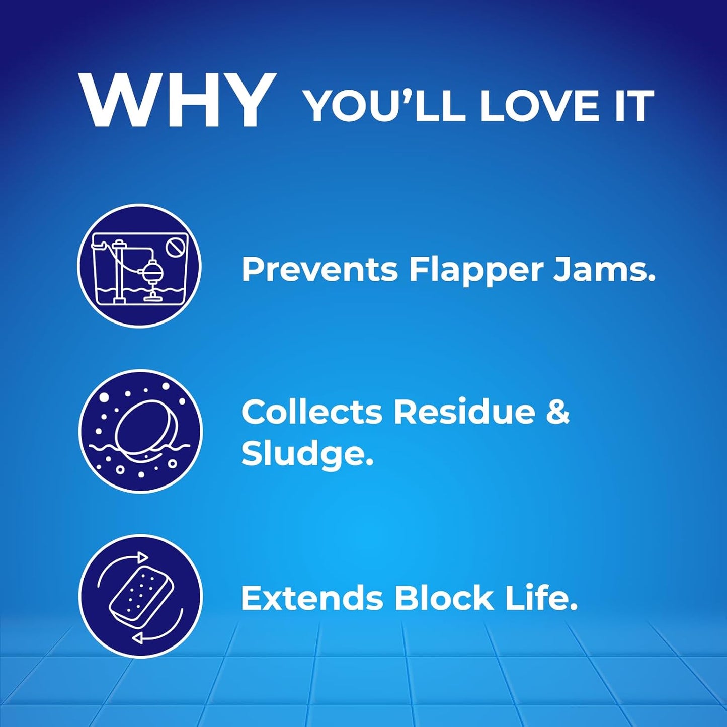 Toilet Tank Tablet Holder | Blue Toilet Bowl Tablets Included - Prevent Flapper Jams & Extend Cleaner Life (8.97 x 3.22 x 2.25 Inch)