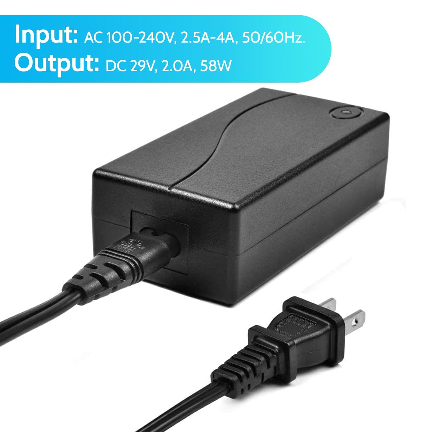 Power Recliner Power Supply, Sopito 2-Pin AC/DC Adapter 100-240V 50/60hz, Quality 29V 2A Switching Transformer, Replacement Part for Recliner Couch/Electric Sofa/Lift Chair/Standing Desk