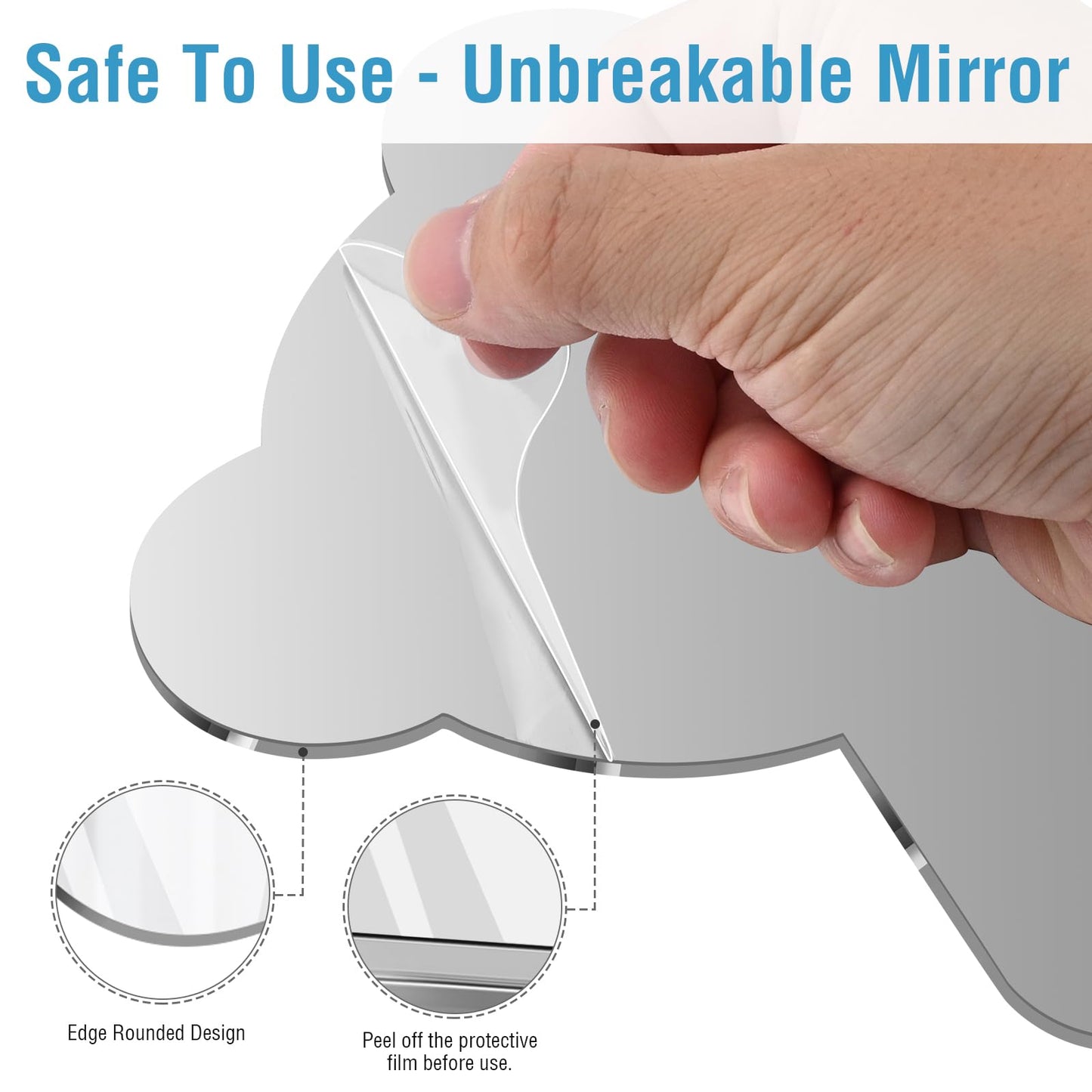Tooackl Cute Bear-Shaped Magnetic Locker Mirror, Acrylic Anti-Scratch Makeup Mirror, Sleek Frameless Mirror, Glassless Safety Mirror, for School Locker, Bathroom, Household Refrigerator.