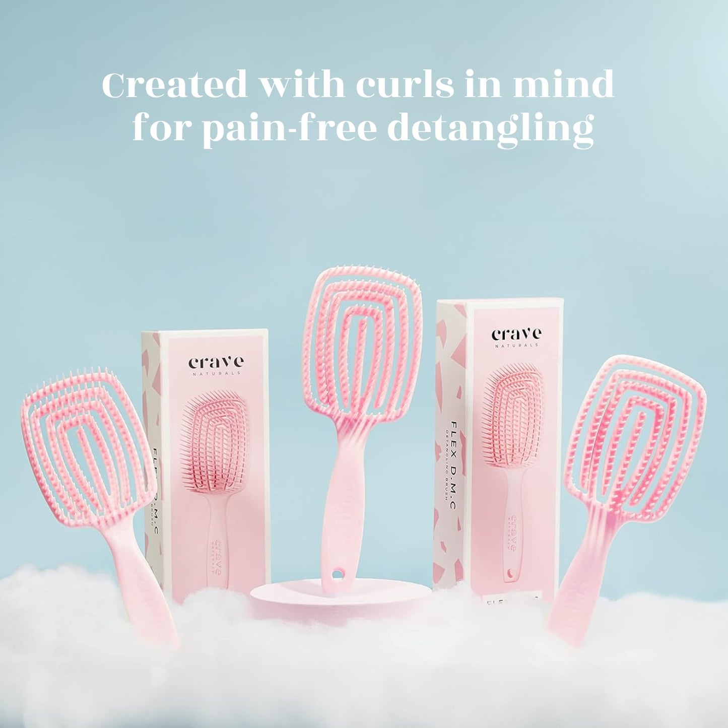 Crave Naturals Detangling Brush for Thick Hair - Flexible Paddle Brush | Comfort Grip, Pink